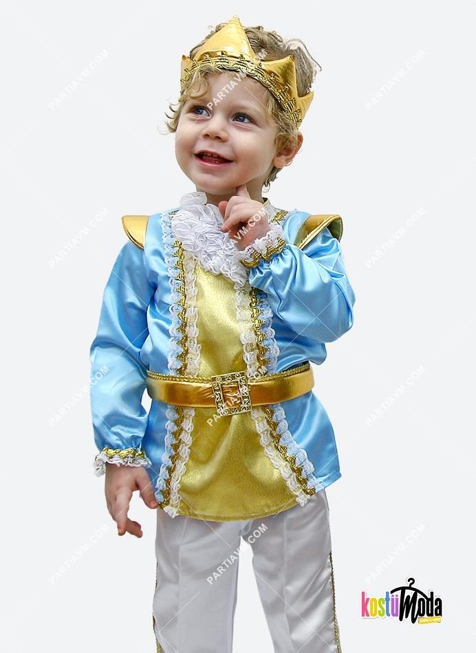 02-105B Küçük Kral Kostüm Mavi Gold