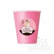 <strong>Miss</strong> Etiketli Pembe Bardak 5 Adet
