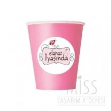 <strong>Miss</strong> Etiketli Pembe Bardak 5 Adet