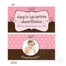 <strong>Miss</strong> Önlü Arkalı Kalın Kuşe Baskı Davetiye 4 Adet