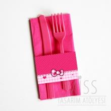 <strong>Miss</strong> PEMBE PEÇETE, PEÇETE BANDI VE PEMBE ÇATAL BIÇAK TAKIMI 10 ADET