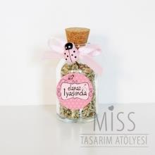 <strong>Miss</strong> Pembe Uğur Böcekli Lavantalı Mini Cam Şişe - 10 Adet