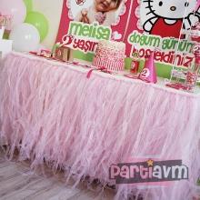 <strong>TeenyWeeny</strong> Sunum Masası Parçalı Tütü Etek Kurdele Süslemeli Pembe 1 Metresi