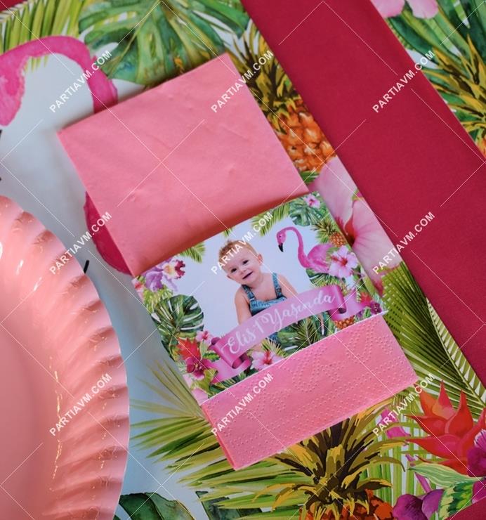 Flamingo Aloha Doğum Günü Peçete Bandı ve Peçete 5 Adet
