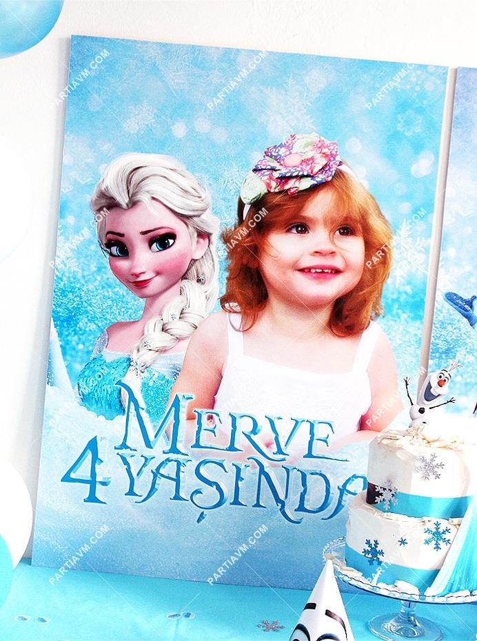 Frozen Elsa Doğum Günü Süsleri 70x100 cm Katlanmaz Pano Afiş