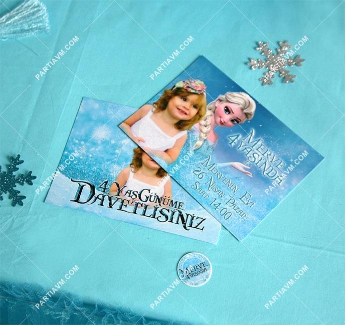 Frozen Elsa Doğum Günü Süsleri Davetiye Çift Taraflı Baskı Kalın Karton 10 Adet
