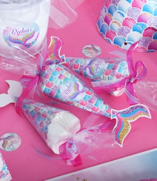 Partiavm Küçük Deniz Kızı Doğum Günü Hediyelik Etiketli Karton Külahta Marshmallow satın al
