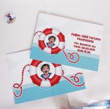 Partiavm Küçük Denizci Kaptan Doğum Günü Süsleri Davetiye Önlü Arkalı Baskı Kalın Karton 4 Adet satın al