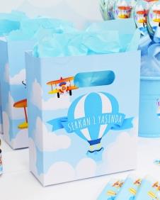 Partiavm Küçük Pilot ve Balonlar Doğum Günü Hediye Çantası Özel Tasarım 13 X 16 cm 5 Adet satın al