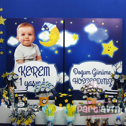 Little Star Doğum Günü Süsleri 70x100 cm Katlanmaz Pano Afiş Fotoğraflı Ekonomik Set