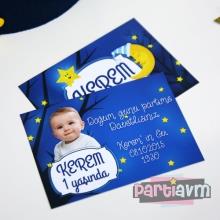 Partiavm Little Star Doğum Günü Süsleri Davetiye Önlü Arkalı Baskı Kalın Karton 4 Adet satın al