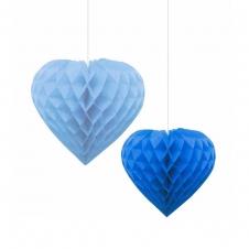 SAMM Mavi Lacivert İkili Kalp Petek Süs 20cm 30cm