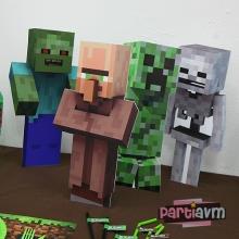 Partiavm Minecraft Doğum Günü 40 cm Karakter Dekor Pano 4 lü Set