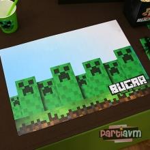 Partiavm Minecraft Doğum Günü Amerikan Servis Kalın Kuşe Kağıt 5 Adet