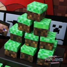 Partiavm Minecraft Doğum Günü Mini Kağıt Kutular