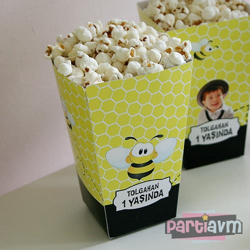 Minik Arı Doğum Günü Süsleri Popcorn Kutusu 5 Adet