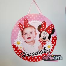 Partiavm Minnie Mouse Doğum Günü Süsleri 40 cm Kurdele Asmalı Pano Kapı Süsü