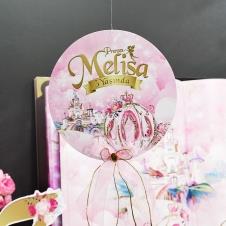 Partiavm Prenses Masalı Doğum Günü 20 cm Önlü Arkalı Baskı Kalın Karton Misinalı Tül Kurdele ve Taş Süslemeli Asma Süs