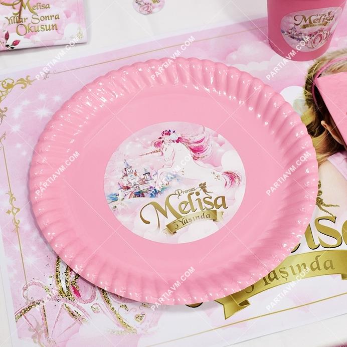 Prenses Masalı Doğum Günü Etiketli Karton Tabak 5 Adet