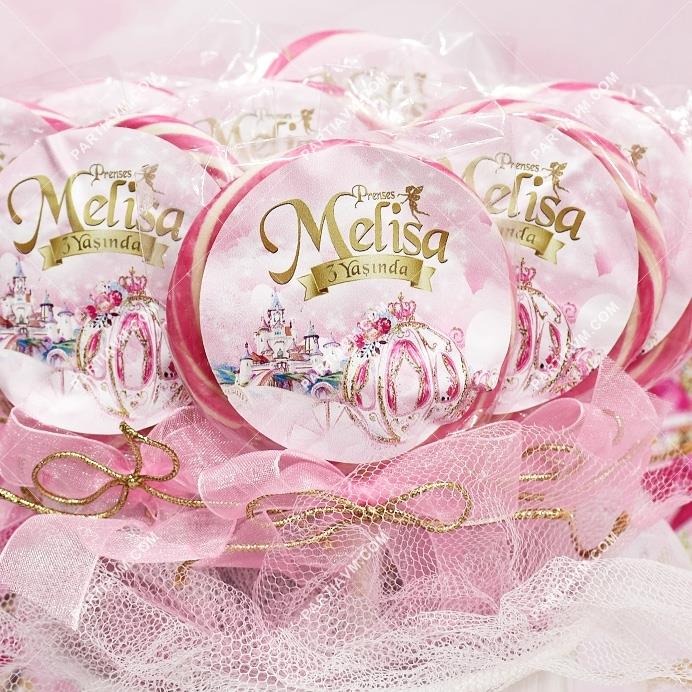 Prenses Masalı Doğum Günü Lolipop Şeker Etiketli Süslemeli 10 Adet