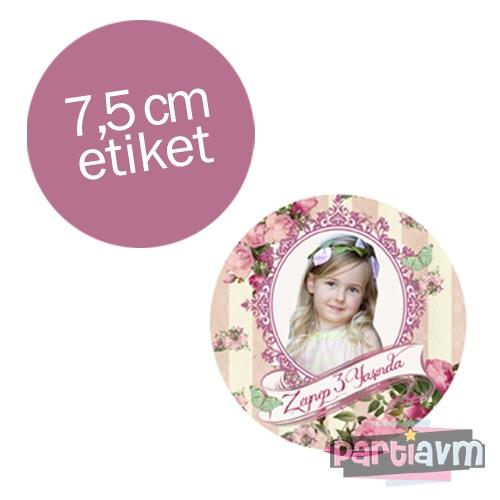 Romantik Bahar Gülleri Doğum Günü Yuvarlak Etiket 7,5cm 10 Adet