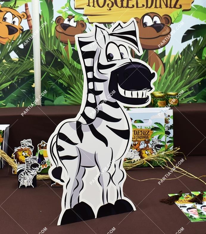 Safari Doğum Günü 55 cm Zebra Masaüstü Dekor Pano