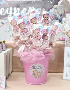 Partiavm Sevimli Ayıcık Doğum Günü Marshmallow Etiketli Kovada 10 Adet Süslü Çubuklarda satın al