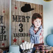 Partiavm Sevimli Kovboy Doğum Günü Süsleri 70x100 cm Katlanmaz Pano Afiş Büyük Boy Resimli satın al