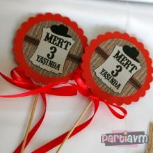 Partiavm Sevimli Kovboy Doğum Günü Süsleri Kürdan Süs Seti Büyük Boy 10 lu Paket satın al