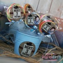 Partiavm Sevimli Kovboy Doğum Günü Süsleri Lolipop Şeker Etiketli Kovada Etiketli Kurdeleli 10 Adet satın al