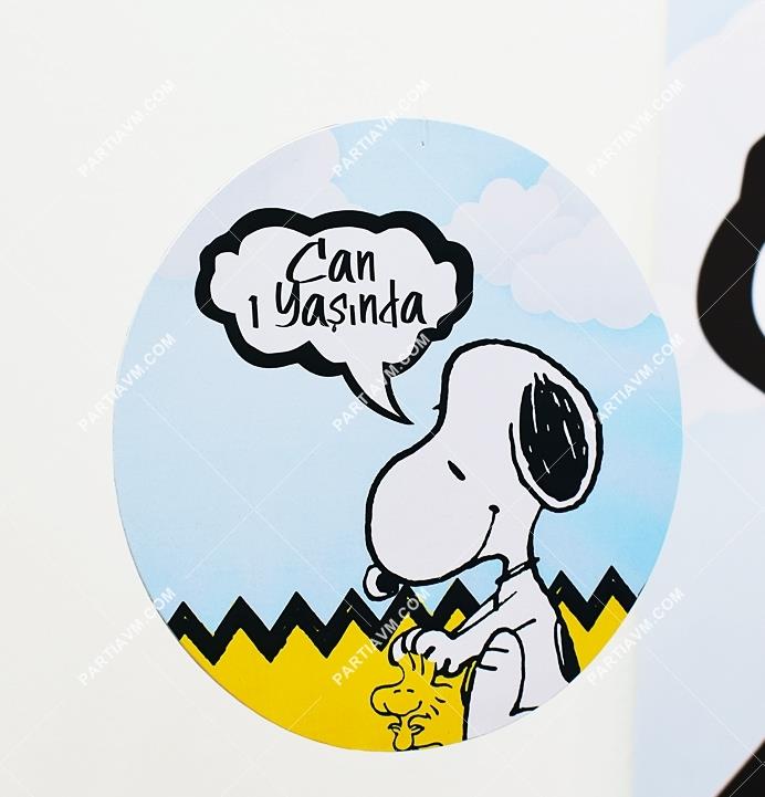 Snoopy Doğum Günü 20 cm Önlü Arkalı Baskı Kalın Karton Misinalı Asma Süs
