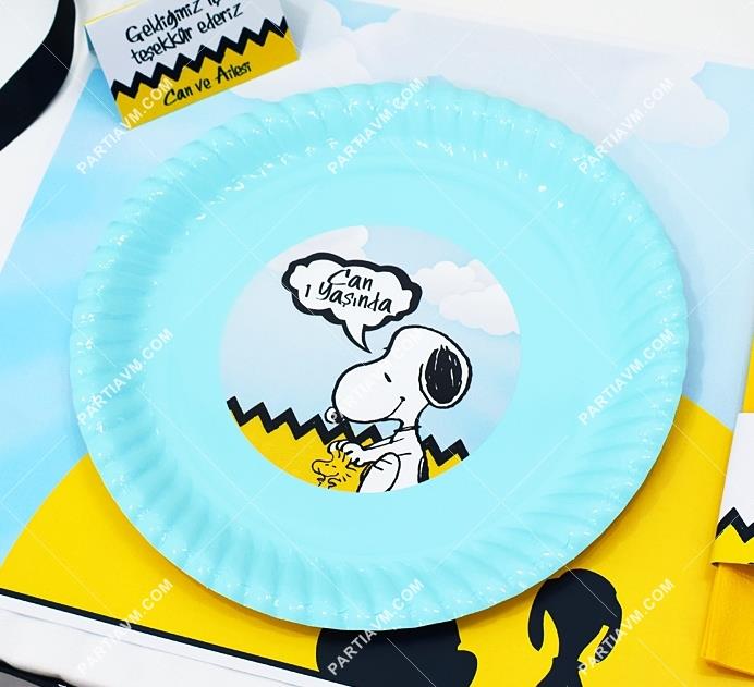 Snoopy Doğum Günü Etiketli Karton Tabak 5 Adet