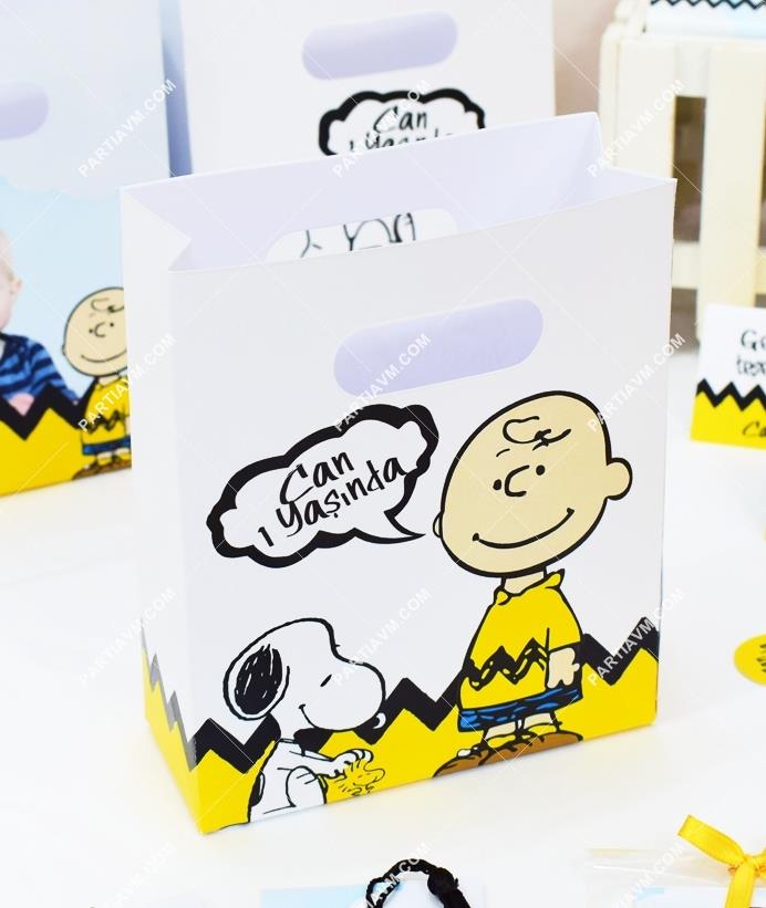 Snoopy Doğum Günü Hediye Çantası Özel Tasarım 13 x 16 cm 5 Adet
