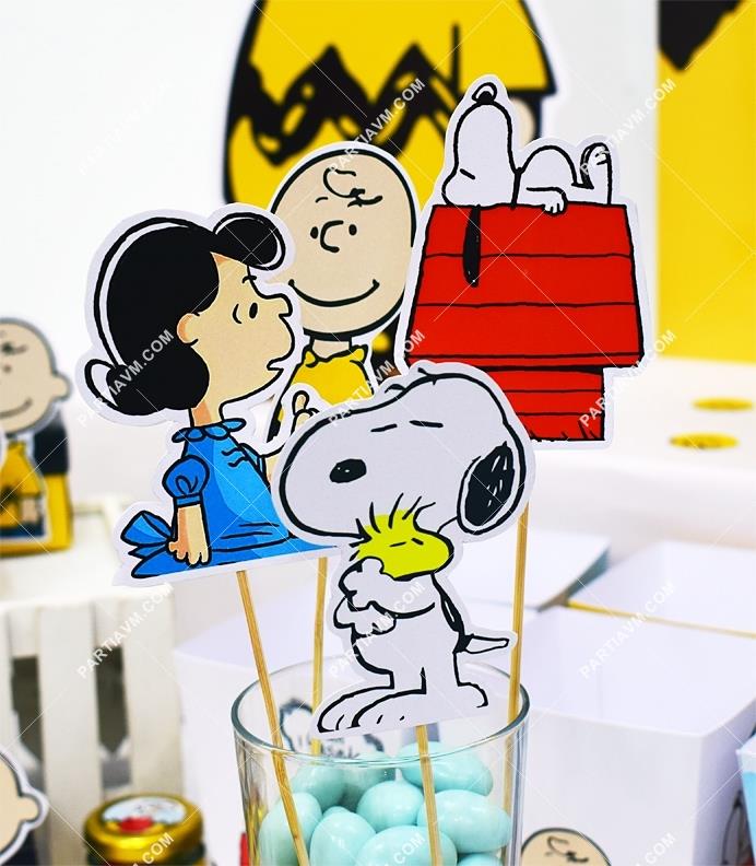 Snoopy Doğum Günü Kürdan Süs Karakterler 8 Adet