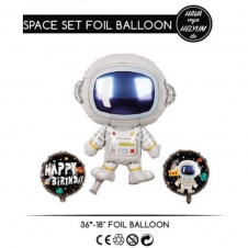 Uzay Tema Astronot 3lü Folyo Balon Set