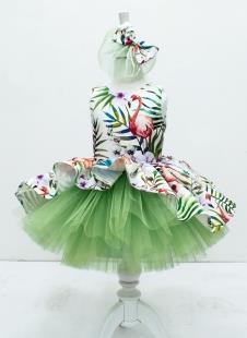 Just Baby & Kids 01-001A Flamingo Desenli Özel Tasarım Tütü Elbise