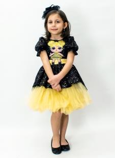 Just Baby & Kids 01-004B LOL Bebek Elbise Sarı Tütü Etekli Siyah Payet ve Tokası satın al