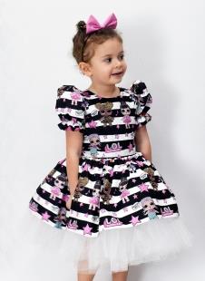 Just Baby & Kids 01-004C LOL Bebek Siyah Desenli Özel Tasarım Tütü Elbise