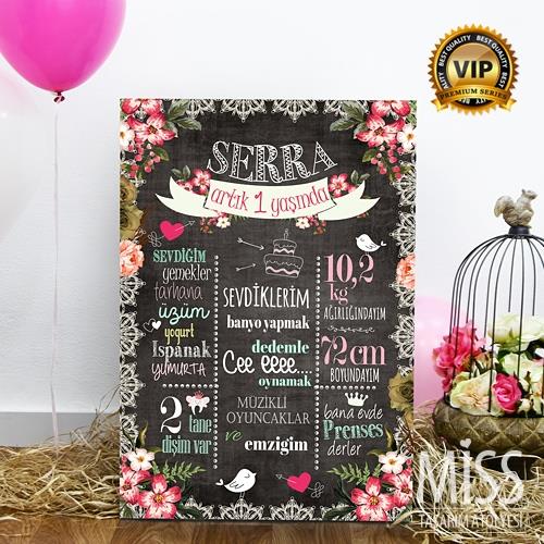 ChalkBord 03 Kız Bebek Pano 50x70 cm doğum günü süsleri ve