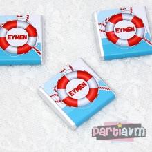 Partiavm Denizci Tema ve İsim Etiketli Hediyelik Kare Çikolata