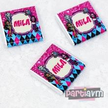 Partiavm Monster High Tema ve İsim Etiketli Hediyelik Kare Çikolata