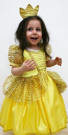 Just Baby & Kids 01-110F Çocuk Prenses Belle Kostüm Gold satın al