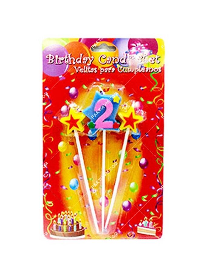 Rakam Mum 2 Yaş Yıldız 15cm 3lü Set doğum günü süsleri ve