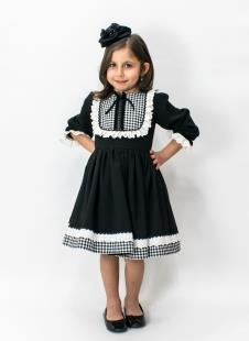 Just Baby & Kids JBK003A Siyah Beyaz Yarım Kol Vintage Elbise ve Tokası satın al