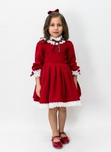 Just Baby & Kids JBK001B Beyaz Dantel Yaka Detaylı Kırmızı Elbise ve Tokası satın al