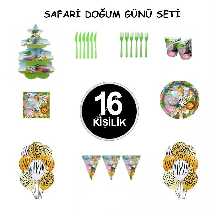 16 Kişilik Eko Safari Temalı Parti Seti