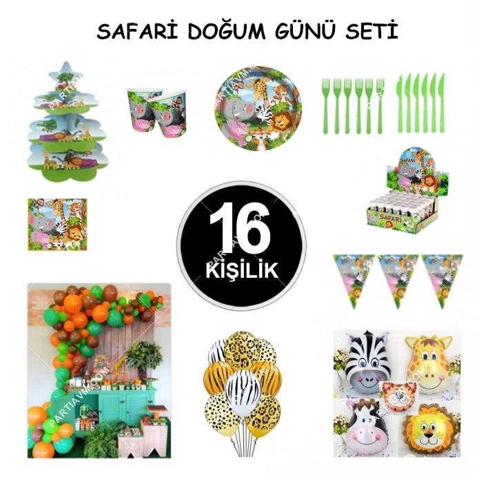 16 Kişilik Lüx Safari Temalı Parti Seti