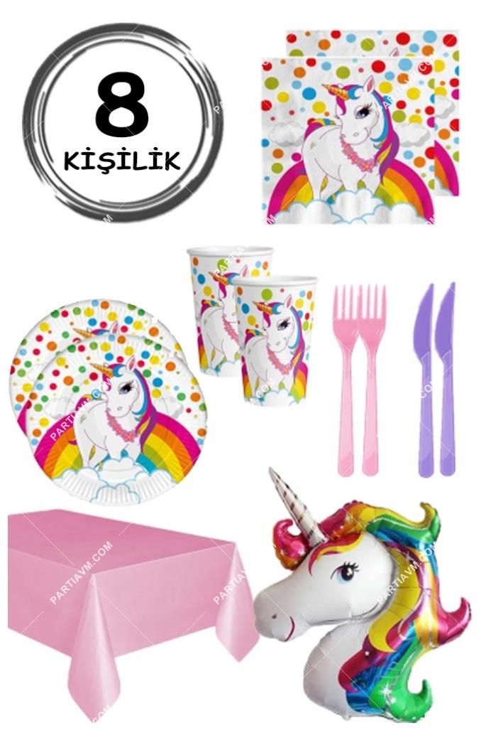 8 Kişilik Unicorn Parti Seti