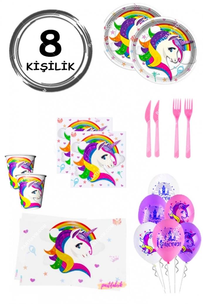 8 Kişilik Unicorn Parti Seti