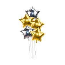 SAMM Altın Gümüş Yıldız Balon Demeti 5li